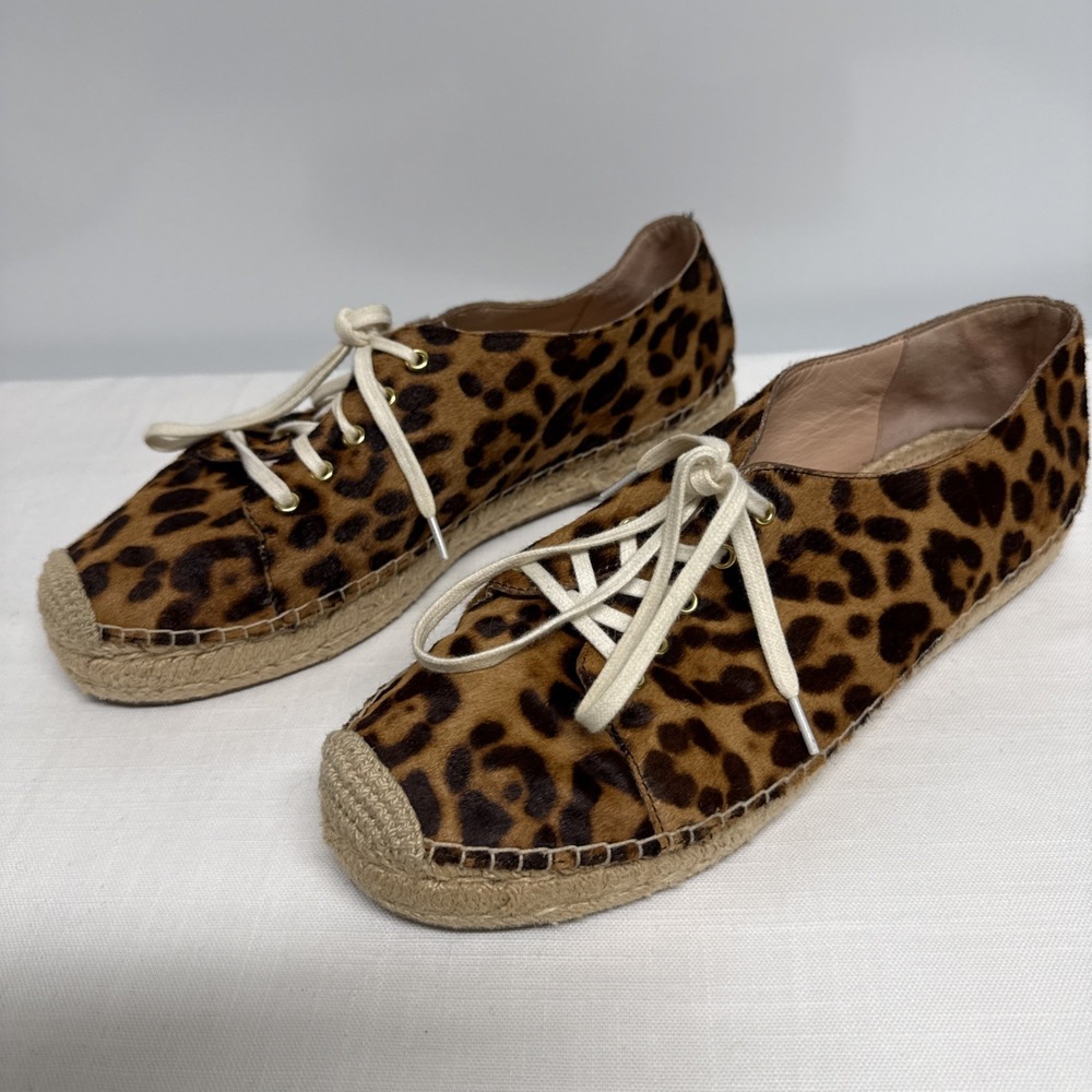 J. Crew Espadrilles Sneakers shoes Leopard Calf Hair 10.5 AP380 Animal Safari